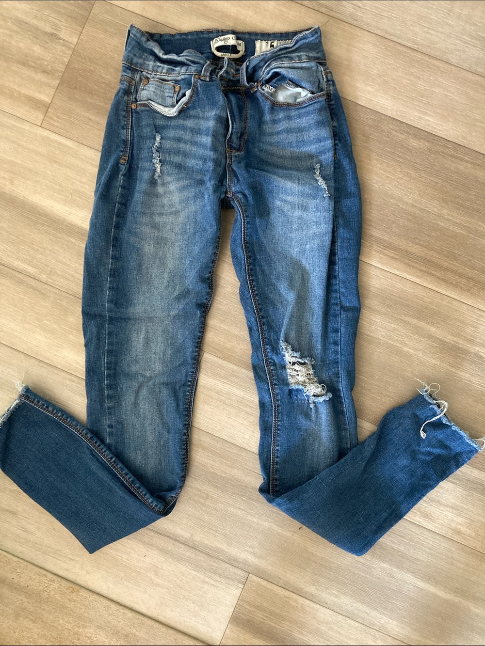 Indigo Rein Distressed Dark Blue Skinny Jeans